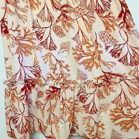 NWT Liz Claiborne Pale Peach Coral Print Ruffle Dress Size 1X $79 - Picture 4 of 7